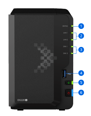 Mặt trước Nas Synology DS220+