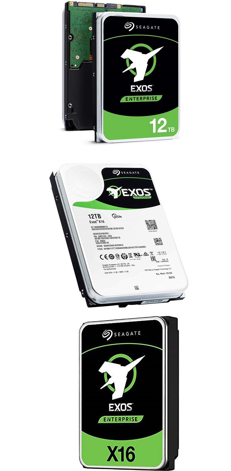 Ổ cứng HDD SEAGATE EXOS X16 12TB 512E/4KN SATA 6GBPS 7200RPM 3.5IN (ST12000NM001G)