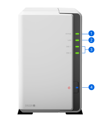 Nas Synology DS220j mặt trước