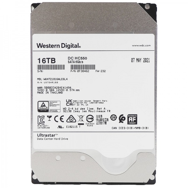 HDD WD ULTRASTAR DC HC550 16TB 3.5INCH SATA 6GB/S (WUH721816ALE6L4) - 2